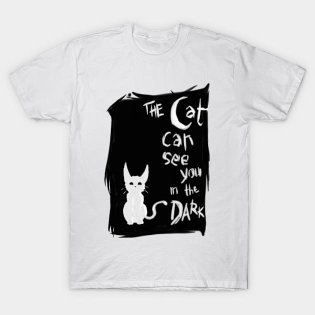 Cat in the Dark T-Shirt by Junneith